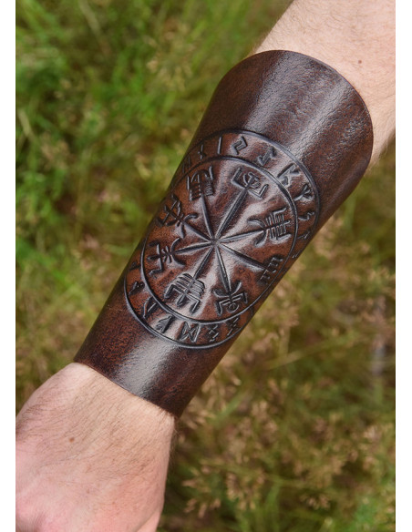 Pulseira de couro com gravação Vegvísir