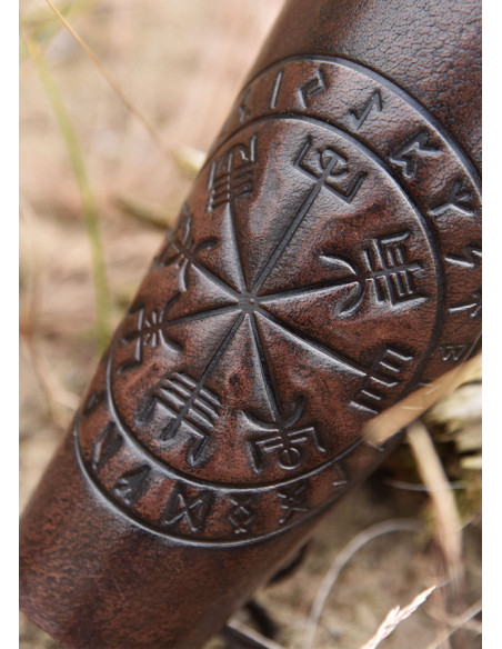 Pulseira de couro com gravação Vegvísir