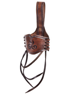 Baldric de couro com Triskel para chifres Viking