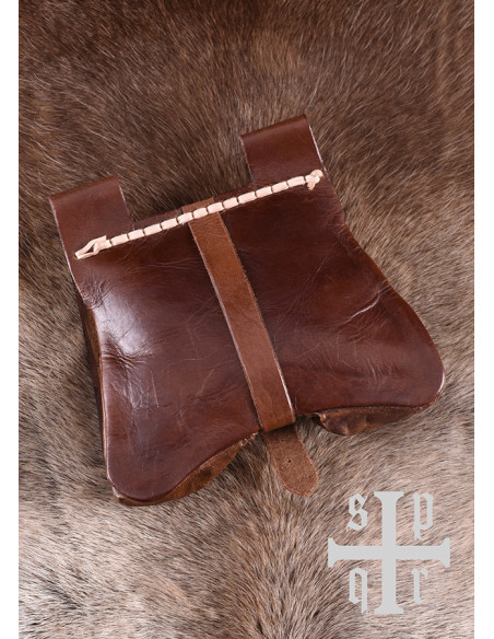 Bolsa de couro medieval, século XIV,...