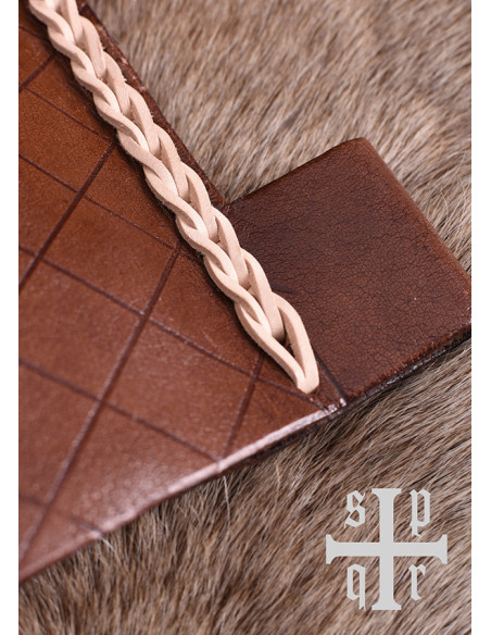 Bolsa de couro medieval, século XIV,...