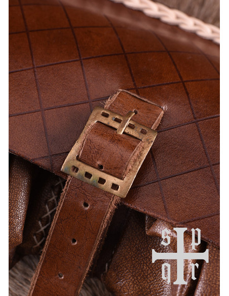 Bolsa de couro medieval, século XIV,...