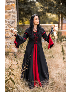 vestido medieval mulher preto-vermelho