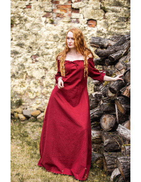 Vestido medieval Karen, vermelho