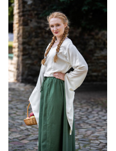 Blusa medieval mangas trompete Irma, branco natural