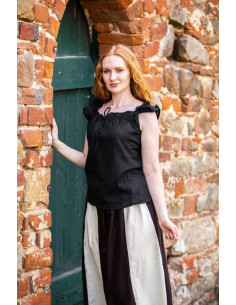 Lotte blusa medieval de verão sem mangas, preta
