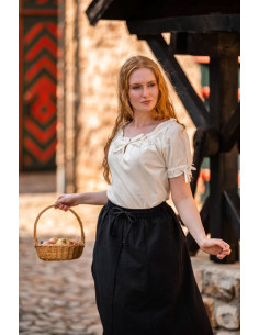 Blusa medieval com laços modelo Otillia, branco natural