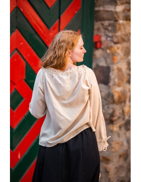 Blusa feminina medieval Bettina, cânhamo