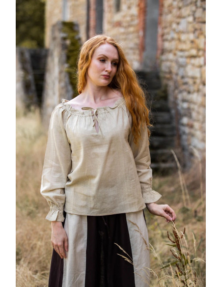 Blusa medieval creme, com mangas...