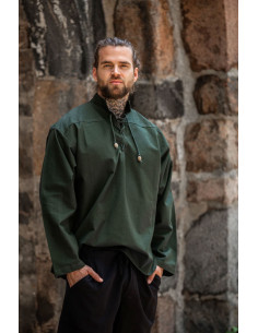 Camisa medieval cadarços modelo Ansbert, cor verde