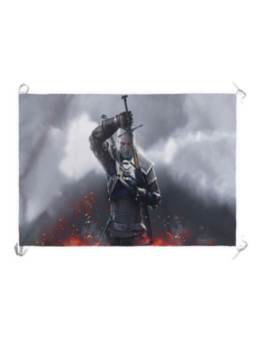 Banner-Bandeira Geralt de Rivia, The Witcher III Wildhunt (70x100 cms.)
 Material-Cetim