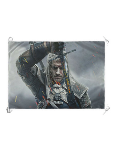 Banner-Bandeira Geralt de Rivia, The Witcher (70x100 cms.)
 Material-Cetim