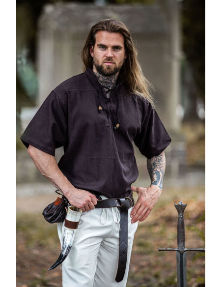 Camisa medieval de manga curta com...