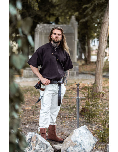 Camisa medieval de manga curta com...
