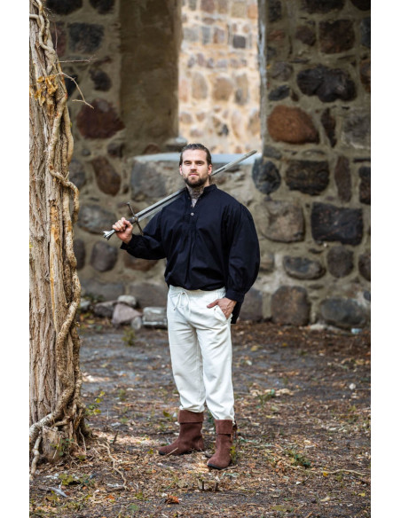 Camisa medieval larga Oswald, cor preta