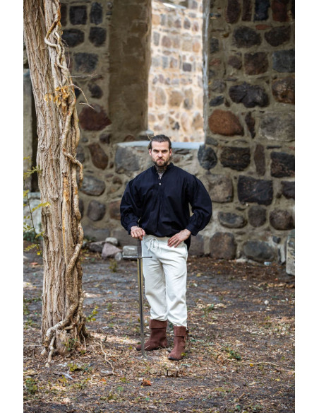 Camisa medieval larga Oswald, cor preta