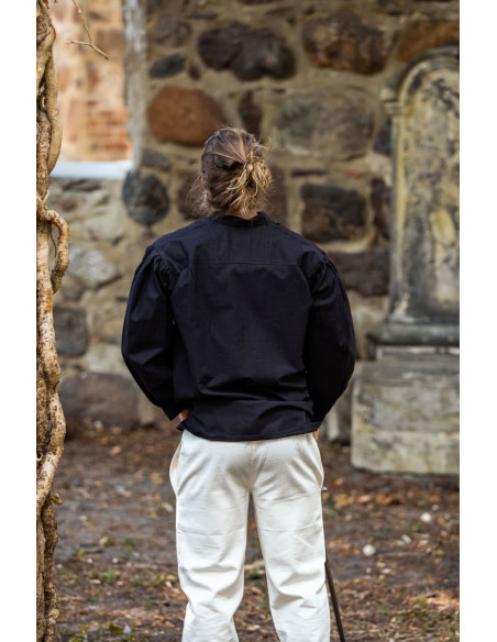 Camisa medieval larga Oswald, cor preta