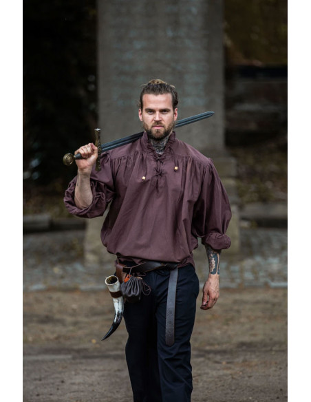 Camisa medieval larga com laços, cor...