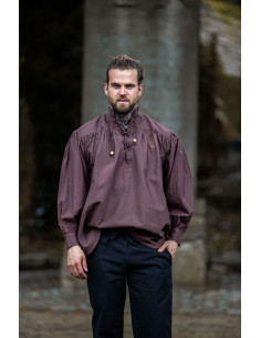 Camisa medieval larga com laços, cor marrom 2