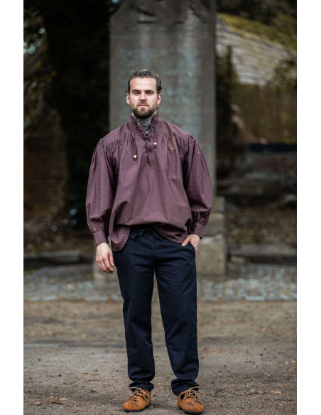 Camisa medieval larga com laços, cor...