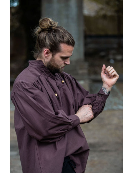 Camisa medieval larga com laços, cor...