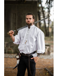 Camisa medieval com gravatas modelo Dagwin, branca