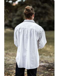 Camisa pirata gola alta modelo James, cor branca 2