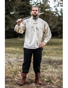 Camisa gola alta com amarração, branco natural 2