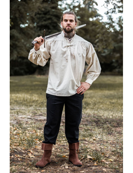 Camisa gola alta com amarração,...