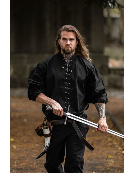 Camisa medieval com gravatas modelo...