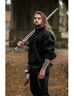 Camisa medieval com gravatas modelo Dagwin, cor preta 2