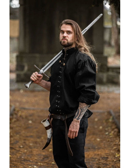 Camisa medieval com gravatas modelo...
