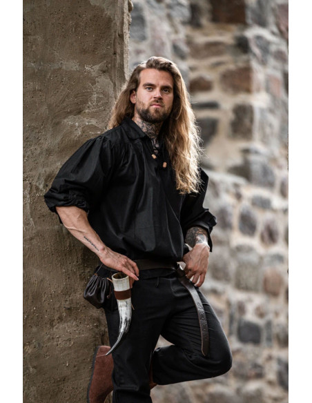 Camisa medieval com gravatas modelo...