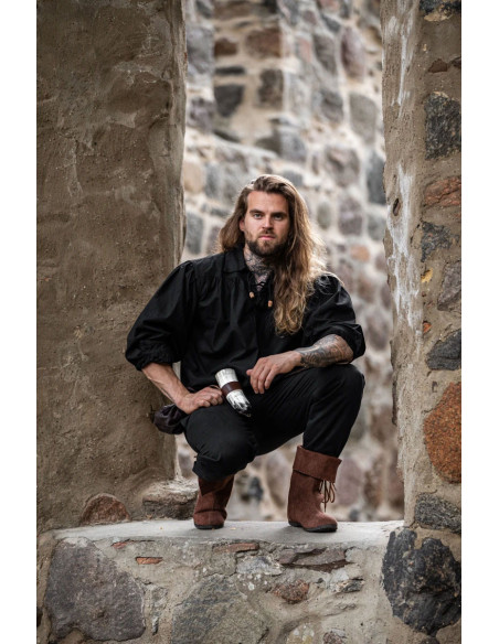 Camisa medieval com gravatas modelo...