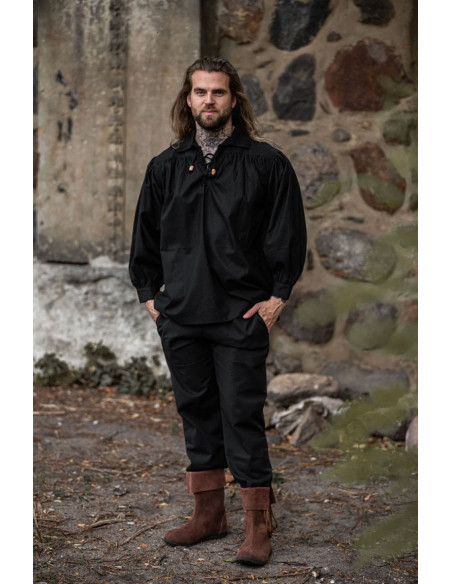 Camisa medieval com gravatas modelo...