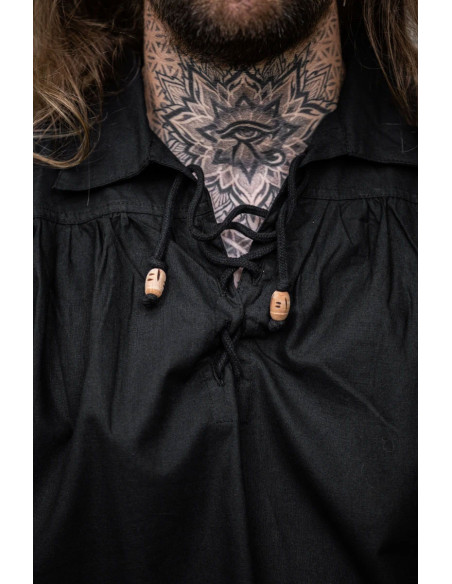 Camisa medieval com gravatas modelo...