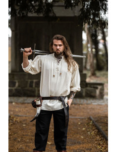 Camisa medieval creme com laços
