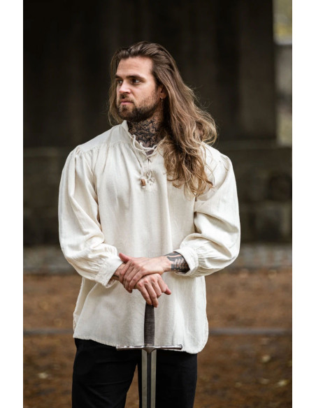 Camisa medieval creme com laços