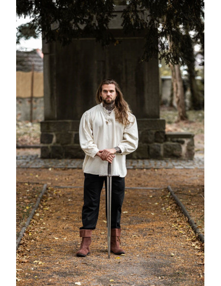 Camisa medieval creme com laços