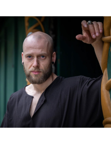 Túnica Viking manga curta Olaf, preta