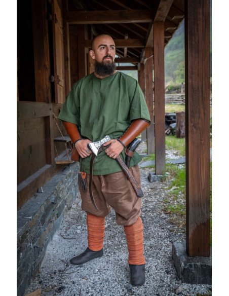 Túnica Viking manga curta Olaf, verde