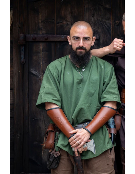 Túnica Viking manga curta Olaf, verde