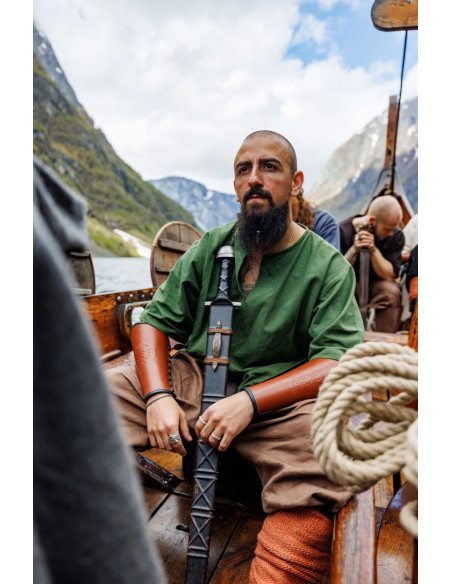 Túnica Viking manga curta Olaf, verde