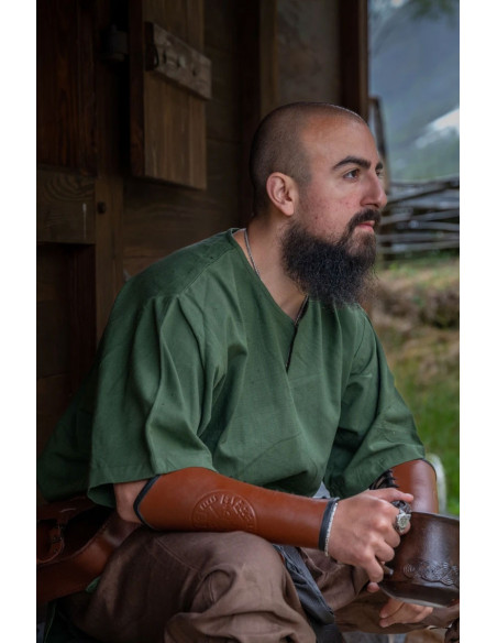 Túnica Viking manga curta Olaf, verde