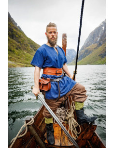 Túnica Viking manga curta Theobald, azul