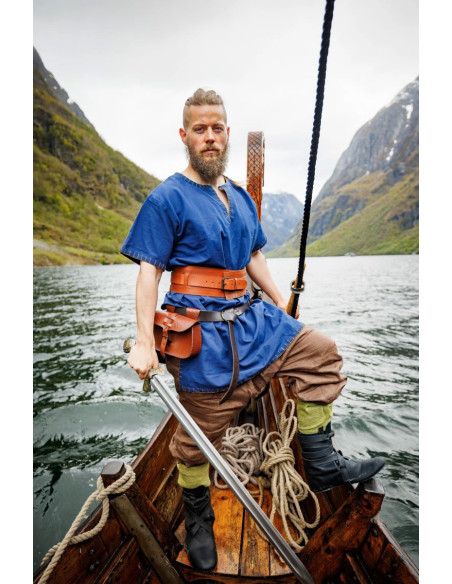 Túnica Viking manga curta Theobald, azul