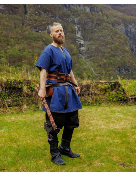 Túnica Viking manga curta Theobald, azul