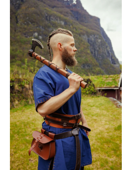 Túnica Viking manga curta Theobald, azul