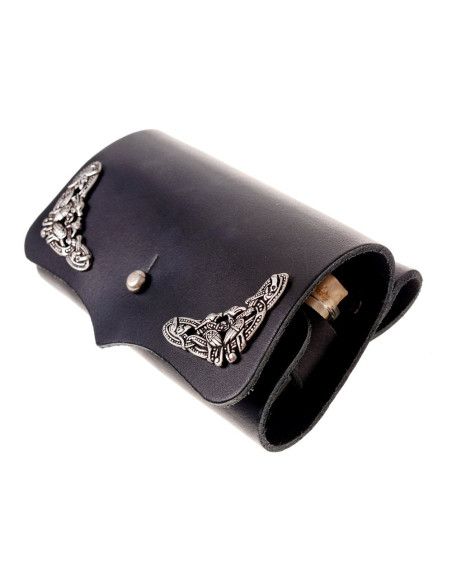 Saco de couro com 3 poções com fecho...