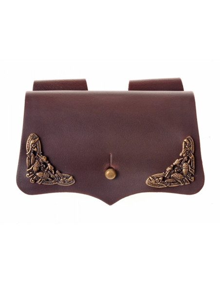 Saco de couro com 5 poções com fecho...